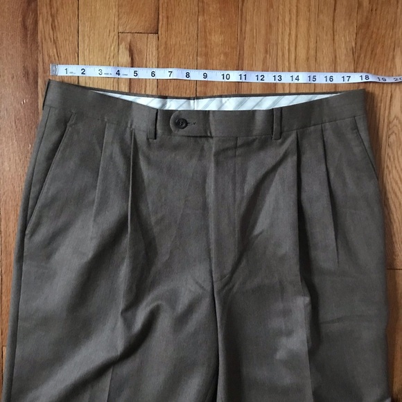 Jack Victor Men's Pleated Dress Pants Super 120s Italian Wool Taupe 36x29 - Picture 11 of 12